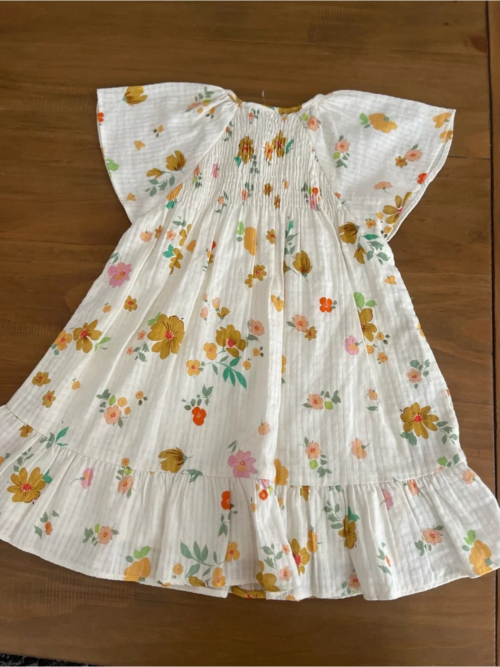 Girls Zara cream summer floral cotton dress with yellow flowers, 4-5yrs NWOT